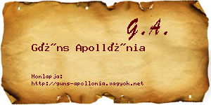 Güns Apollónia névjegykártya